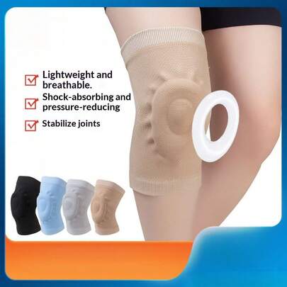 1pc Silicone Compression Sports Knee Sleeve, Suitable For Dancing, Basketball, Cycling, Roller Skating, Hiking And Yoga