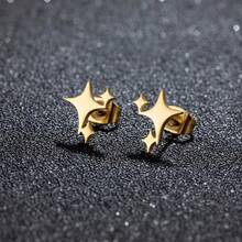 2 piezas Pendientes de estrella con tachuelas de acero inoxidable de estilo punk, regalo versátil de moda unisex - pendientes - Ver 2