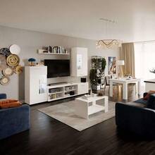 Miroytengo Mesa de jantar fixa 138x80 cm, mesa de sala de estar Nur em melamina branca fosca, móveis modernos para casa, sala de jantar, kit de montagem incluído, ideal para decoração de sala de estar, largura 138 cm, altura 74,6 cm, profundidade 80 cm.. - Branco - Ver 7