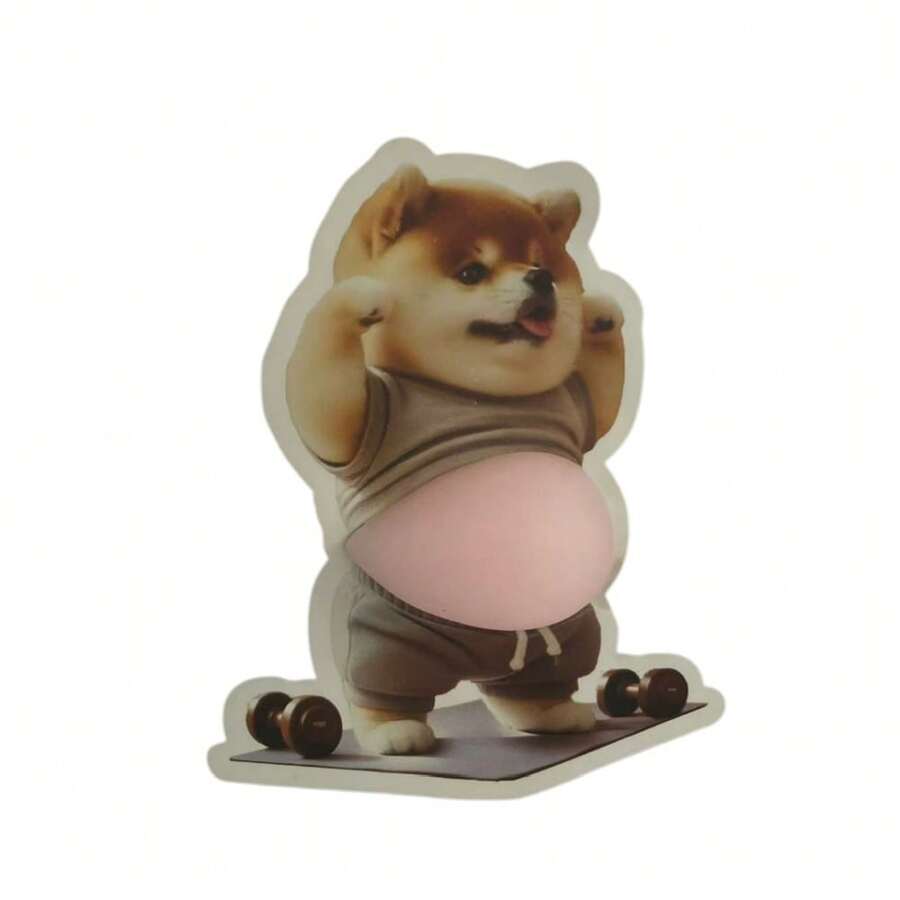 3D Sticker 1pc/2pcs/5pcs Creative Fried Chicken, Corgi, Puppy Belly Stickers, Cute Decorative Stickers - Grey - View 1