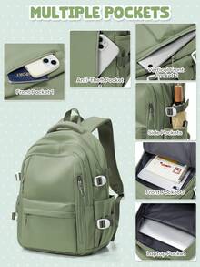 Cute Aesthetic Style Student Backpack, Casual Daypack, Japanese Kawaii Middle/High School Backpack For Girls, Waterproof Durable Large Capacity Multi-Pocket, Fits 15.6" Laptop, College Student School Bag, Lightweight Computer Backpack, Durable Student Backpack, Casual Backpack Travel Bag With Laptop Compartment, Unisex School/Work Bag - Multicolor - View 3