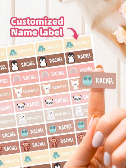 1-280pcs Customized Name Labels, Text Stickers - Personalized Waterproof And Oil-Proof Labels, Reusable Name Tags Without Ironing, Animal Pattern Stickers, Minimalist Frame Design, Ideal For Luggage Identification, Office Organization, Sports Equipment, Home Items Labeling, Exquisite And Durable Personalized Gifts For Friends, Family, Colleagues, Travelers, Suitable For Daily Use, Holiday Gifts, Housewarming, Outdoor Activities