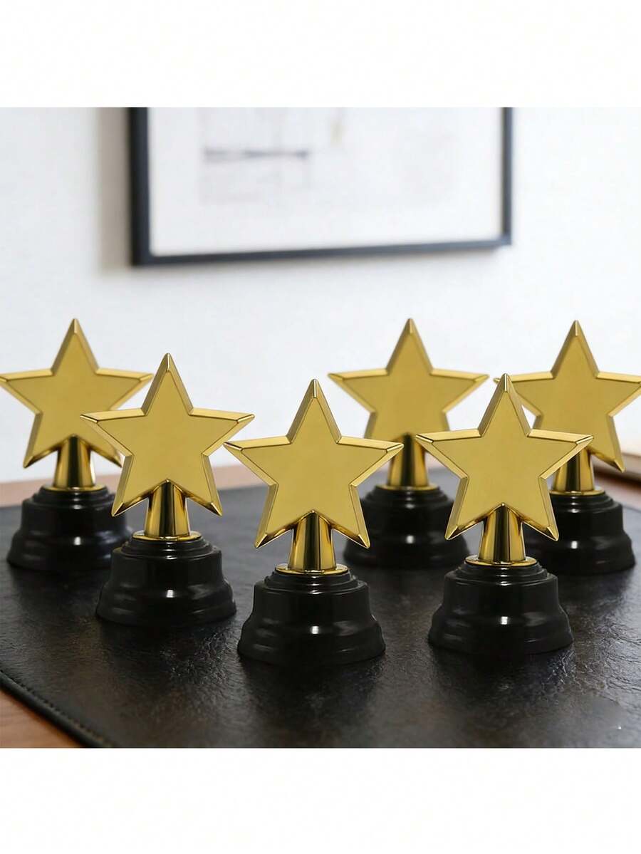 2个迷你星形奖杯，塑料金星奖杯，适用于节日派对礼物、奖励、体育比赛奖品、活动装饰 - 多款 - 查看 1