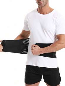1pc Men's Waist Trainer Belt, Fitness Sports Waist Support, Professional Training Belt For Basketball, Squat, Deadlift, Abdominal Compression, Running, Workout Gear, Body Shaping, Lumbar Support, Adjustable Waist Trimmer For Men - Black - View 3