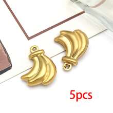 5/10个不锈钢心形水果星星吊坠金色镂空天使草莓吊坠可爱金属吊坠，适用于珠宝制作DIY工艺品手链耳环项链 - 彩色 - 查看 8