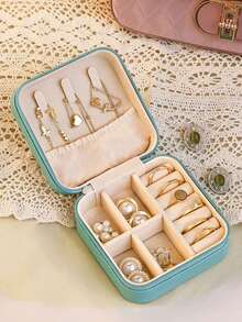 Small Jewelry Storage Box, Zippered Open Storage Bag, Portable Jewelry Box, Travel Jewelry Box, Used For Rings, Pendants, Earrings, Necklaces, Bracelets, Gift Boxes, Girls And Women's Gift Boxes,For Holiday Beach, Bathroom Collection, Bedroom Collection, Large Capacity - Multicolor - View 19