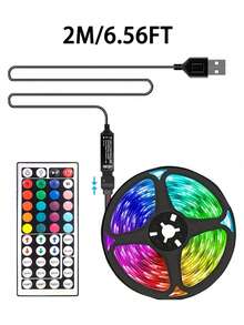 1 Stück 44-Tasten Fernbedienung LED Lichtstreifen, geeignet für Schlafzimmer, Wohnzimmer, Heimdekoration, Gaming, Party Beleuchtung, einstellbare Farbe & Modus, inklusive Fernbedienung - Schwarz - Übersicht 10