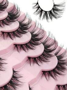 7对自然猫眼3D仿貂毛假睫毛，纤长轻盈，柔软蓬松，浓密纤长，质地柔软，尾部微微上扬，拉长眼型。 - 黑色 - 查看 6