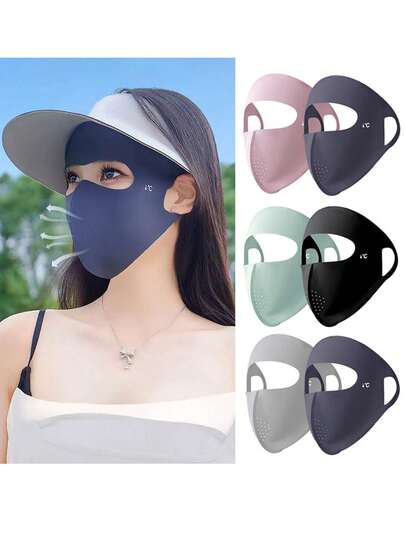 1 chiếc khẩu trang chống nắng không để lại dấu vết dành cho nữ, khẩu trang lụa băng chống tia UV, che nắng toàn mặt, mỏng và thoáng khí cho mùa hè, khẩu trang chống nắng khi đạp xe ngoài trời dành cho nam và nữ, khẩu trang che nắng toàn mặt chống gió và bụi, khẩu trang trượt tuyết.