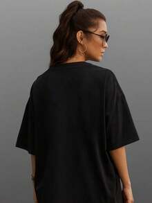 Oversize Black T-Shirt For Women I Love Ilya Rozanov Print Soft Comfortable Perfect For Daily Outfits Outdoor Activities Fitness And Travel Dirt Resistant Easy To Clean Fashionable Versatile Ideal Gift For Relatives And Friends High End Texture - màu đen - Xem 3