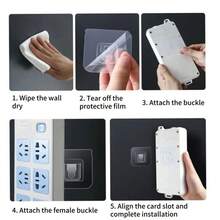 1-50对双面自粘墙钩，强力粘性，透明无痕，适用于厨房卧室墙面收纳 - 彩色 - 查看 9