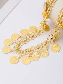 1pc Luxury Elegant Women's Adjustable Length Body Chain With Coin Pendant, Jewelry For Wedding, Party, Festival - Multicolor - View 4