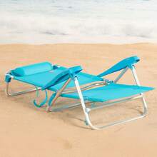 Aktive 兩把藍色折疊沙灘椅套裝，尺寸為 47x49x82 厘米，8 檔可調節，採用特斯林面料和鋁合金材質，承重 110 公斤，配有提手，可折疊。 ✅ 西班牙大陸地區 24/48 小時內送達。 - 2包藍色 - 查看 3