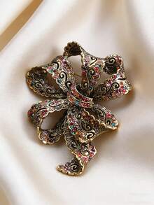 1枚高品质奢华优雅胸针，高贵典雅，丝带蝴蝶结别针，服装披肩配饰，派对婚礼礼物 - 彩色 - 查看 9