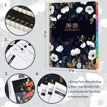 2026-2028 Monthly Planner_Calendar - January 2026 - December 2028, 9 * 11, 3 Year Monthly Planner 2026-2028, 36-Month Calendar With Tabs,Inner Pocket, Twin-Wire Binding, Enterprise - ColorA - 查看 5