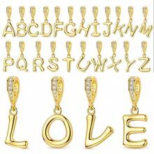 1个A-Z字母吊坠，金色LOVE字母垂坠吊坠，适配原装手镯，DIY首饰礼物 - 金黃色 - 查看 11