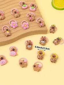 10pcs Colorful Cute Capybara Hair Scrunchies, Suitable For Casual Daily Wear - Multicolor - View 5