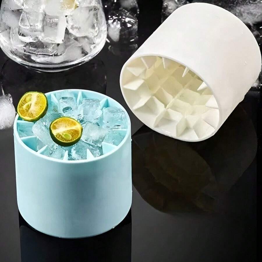 1个硅胶圆形管状冰格,挤压式减压制冰模具,家用冰箱储冰盒(颜色随机) - 查看 1