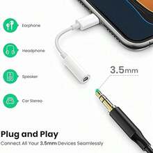 1条通用Lightning转3.5mm音频适配器线，低延迟抗干扰无损音质，即插即用无需驱动，清晰的线控，耐用防弯折设计，兼容苹果17/16/15英寸、安卓平板电脑，适用于游戏、娱乐、办公会议等场景，热门数码配件 - 白色 - 查看 6
