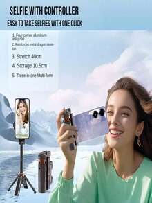 YAIUZGOO Mini 3-In-1 Phone Tripod, Extendable Handle, Detachable Remote, Pocket-Sized, Essential For Travel Photography, Aluminum Alloy, 360° Flexible Rotation, Selfie Stick Tripod, One-Button Operation - Multicolor - View 5