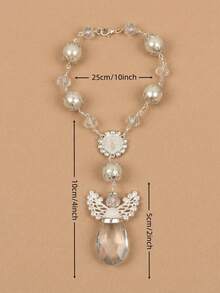 Gothic, Y2K, Layered Elegant Faux Pearl Silver Exquisite Sparkling Ins Fashion Women Beaded Bracelet Chain, Minimalist Chic Cross Prayer Bracelet, - White - View 4