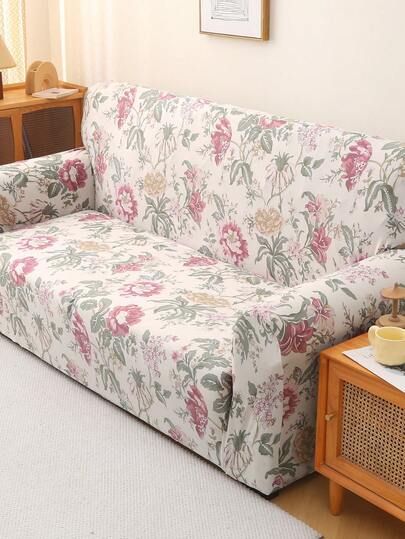 1 pieza Funda de sofá con estampado de flor rosa, funda de sofá elástica universal para todas las estaciones, funda protectora de sofá para la sala de estar, decoración del hogar