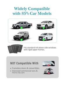 2件装黑色透气汽车车窗网状遮阳防虫罩，弹力袜式侧窗遮阳罩，适用于矩形车门上部，舒适私密，呵护宝宝舒适，阻挡有害紫外线和昆虫，兼容95%的轿车、卡车、SUV，四季皆宜。 - 黑色 - 查看 7
