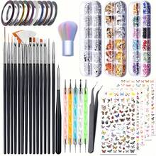 Nail Art Brushes Set, Nail Art Kit, Nail Design Kit, Nail Art Dotting Pens, Nail Stickers, Butterfly Nail Art Sequins, Nail Foils, Nail Art Flakes Iridescent, Rhinestones For Nails - Multicolor - View 11