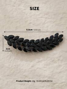 1件优雅黑色锆石闪亮麦穗耳夹，法式复古半丸子头发夹，高贵新娘发饰 - 黑色 - 查看 3