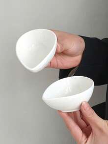 1pc/2pcs/4pcs/5pcs Simple White Teardrop Ceramic Dish, Ice Cream Dessert Bowl, Home Salad Pudding Bowl, Baby Food Ceramic Bowl, Creative Niche Snack Bowl - White - View 15