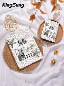 Kingsung Leopard Print & Palm Tree Collage Pattern Tablet Protective Case, Suitable For IPad 9.7/10.2/10.5/10.9/12.9 Inch/Pro 11 Inch, 10th Gen, Galaxy Tab S6 Lite 10.4 Inch, Kindle Paperwhite 12th Gen 2024, Kindle 11th Gen 2022, Kobo Clara Colour, Soft Shock-Proof, Smart Stand/Auto Wake/Sleep - Multicolor - View 9