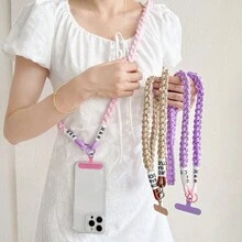 一套创意四股编织绳腕带，适用于手机、车钥匙、挂绳、腕包、通用手机壳 - 彩色 - 查看 1