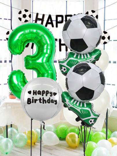 10 Stücke/Set Fußball Geburtstags Ballon Set, enthält 32 Zoll grüne Zahlen 0-9, Fußballschuhe, silberne 4D Geburtstags Aufkleber Ballons, Latex Ballons, für Fußball Themen Geburtstags Party Dekoration, Sport Party Ballons, Fußballfeld Dekoration, Geburtstags Dekoration, Baby-Shower, Sport Geburtstags Party, Heimdekoration, Geburtstags Geschenk