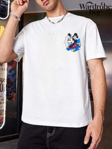 Disney-Licensed Printed T-Shirt, Featuring Captain Mickey Design, Perfect For Family Vacation Travel. This 2026 New Arrival Is Unisex, Crafted From High-Quality Pure Cotton, And Suitable For All Seasons. Its Comfortable And Breathable, With An Exquisite Design, Making It An Excellent Gift - 白色 - 查看 2