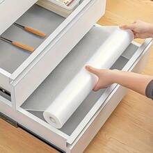 1 Roll Chrysanthemum Pattern Shelf Liner, Non-Adhesive Drawer Liner, Non-Slip Refrigerator Pad, Waterproof EVA Cabinet Liner, Easy-To-Clean Kitchen Cabinet Mat - A - View 9