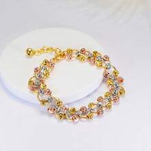 1pc Luxury High-End Unique Women's Hand Jewelry, Gold-Plated New Style Light Luxury Fortune Bead Three-Color Bracelet, Suitable For Daily, Wedding, Dating Wear - Mix - View 1