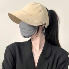 女士宽檐遮阳帽，顶部透气设计，防紫外线，适合户外骑行和防晒（帽子上的字母随机），夏季、海滩、度假、旅行 - 遮陽帽 - 查看 12