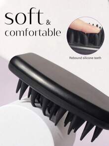 "1pc Shampoo Brush Scalp Massager Comb, Silicone Hair Scrubber With Long Handle For Hair Growth And Dandruff Removal, For Home Use Hair Brush Comb( Pink), Hair Styling Tools Hair Accessories  " - 藕粉色 - 查看 5