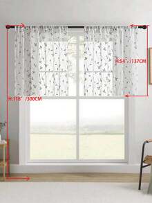 1 buah Tirai Tipis Bordir, Motif Bunga, Dengan Kantong untuk Batang Tirai, Penghalang Sinar UV, Bernapas, Kain Poliester, Tanpa Lapisan, Cocok Untuk Ruang Tamu, Kamar Tidur, Ruang Makan - Grey - View 37