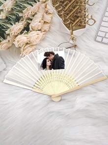 Customized Photo And Name LOGO White Wedding Fan, Classic DIY Fan, High-Quality Customized Decoration, Personalized, Fashionable And Exquisite Customization, Personalized, Unique Ideal Gift Suitable For Her, Boyfriend, Girlfriend, Dad, Family, Mom, Friends, Pets - Multicolor - View 5