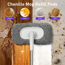 6 Pack Reusable Microfiber Mop Pads Compatible With Sweeper Mops, Replacement Mopping Pads Dry Sweeping Cloths, Washable Chenille Flat Mops Refills For Mopping Floor Cleaning (Mop Is Not Included) - Gray - View 6