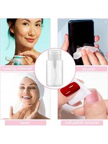 Tulip Pattern Refillable PET Portable Travel Bottle, Makeup Remover Decanting Bottle, With 3.38oz/6.76oz Portable Pump Head, Suitable For Nail Polish Remover, Toner And Makeup Remover, Dome Design, Hand Wash, Reusable, Makeup Remover Bottle - Multicolor - View 10