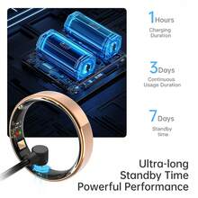 IP68 Waterproof Smart Ring, Minimalist Design, Sports Mode, Pedometer, Rose Gold Color, Phone Control, Unisex, Gift, Narrow Style - Gold - View 7