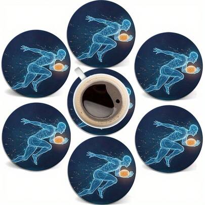 Bộ 6/120 đế lót ly in 2D chủ đề bóng đá, thích hợp trang trí sân vườn, nhà bếp, phòng khách, bàn ăn gia đình, quà tặng cho bạn bè và gia đình vào các dịp lễ, phù hợp cho Ngày Valentine, đám cưới, tiệc sinh nhật, phụ kiện trang trí nhà cửa, món quà tuyệt vời nhất dành cho bạn bè.