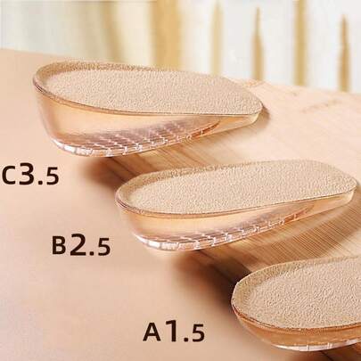 1.5cm/2.5cm/3.5cm Silicone Invisible Height Increase Insoles, Soft Cushion Inserts For Women, Suitable For Boots, Leather Shoes