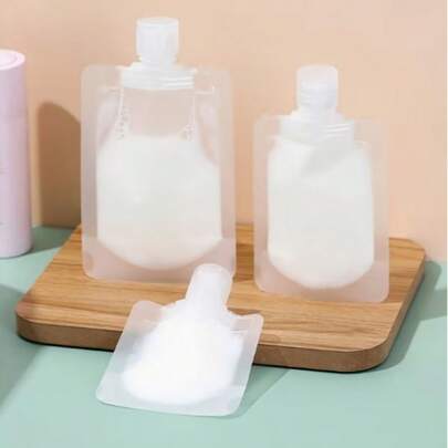 3pcs/Set Portable Travel Bag Set, Includes Flat Refillable Bags Made Of Plastic Material, Suitable For Shampoo, Conditioner, Lotion And Cosmetics, With Leak-Proof Liquid Compartment Bags