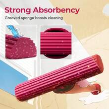 Genérico Norbbshop Mopa de Esponja Portátil con Sistema de Exprimido Manual, Mini Mopa Plegable de Escritorio, Mopa Portátil de Limpieza en Seco y Húmedo con Exprimido Manual, para Limpieza de Cocina, Auto, Baño y Vidrios (Mopa + 1 Cabezal de Repuesto) - Cabezal de repuesto para fregona + 3 - Ver 4