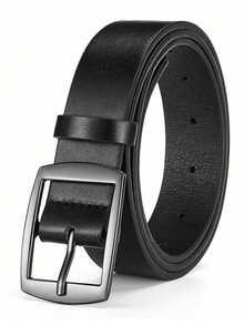 New Stylish Men's Casual Belts With Metal Needle Buckle - High-Quality Faux Leather Fashion Luxury Design Belt, Versatile For Everyday & Formal Wear, Everyday Accessory | Modern Belt Design | Belt, Perfect Father's Day And Valentine's Day Gifts - Black - View 9