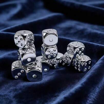 复古骰子 2 颗，六边形，精美雕刻金属，角色扮演游戏桌面摆件，棋盘游戏及玩家礼物，派对及生日礼物的理想之选，复古角色扮演游戏爱好者的必备之选