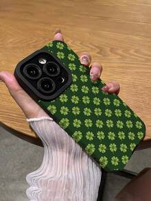 1个时尚四叶草图案竖款仿皮纹理防刮高品质软手机壳，适合作为生日/节日礼物送给朋友、家人、情侣，适用于 17/ 17 Air/ 17 Pro/ 17 Pro Max/ 16/ 16 Plus/ 16 Pro/ 16 Pro Max/ 15/ 15 Plus/ 15 Pro - 彩色 - 查看 5